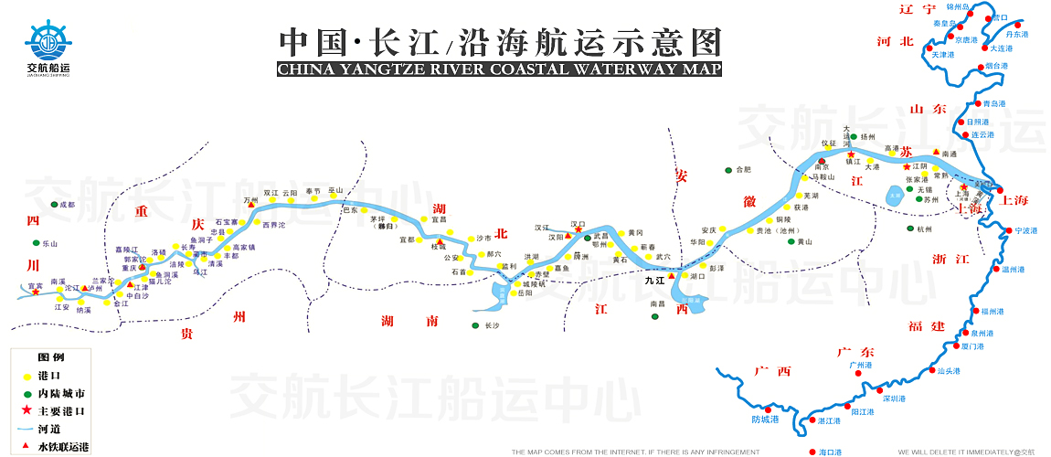 中国长江|沿海航运图